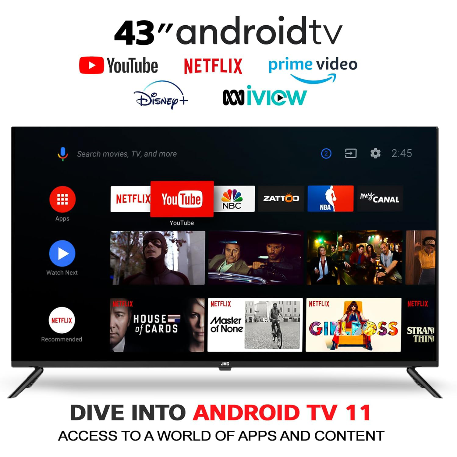 JVC 43 inch Smart TV, 4K UHD  Android 11 LED TV AV-H437115A13