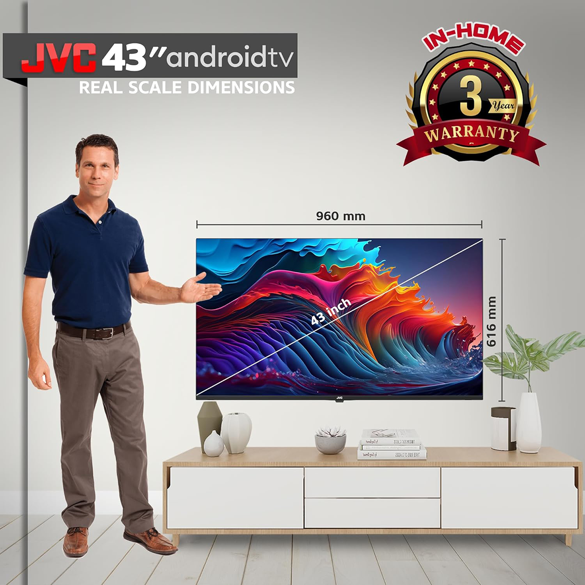 JVC 43 inch Smart TV, 4K UHD  Android 11 LED TV AV-H437115A15