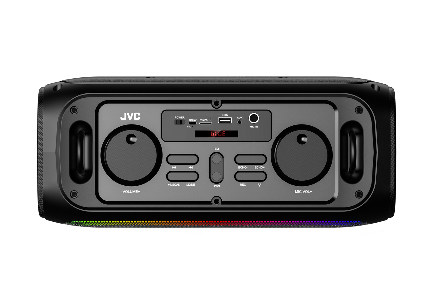 Party Speaker with Wireless Microphone, Bluetooth, LED Light Show, USB-C Rechargeable