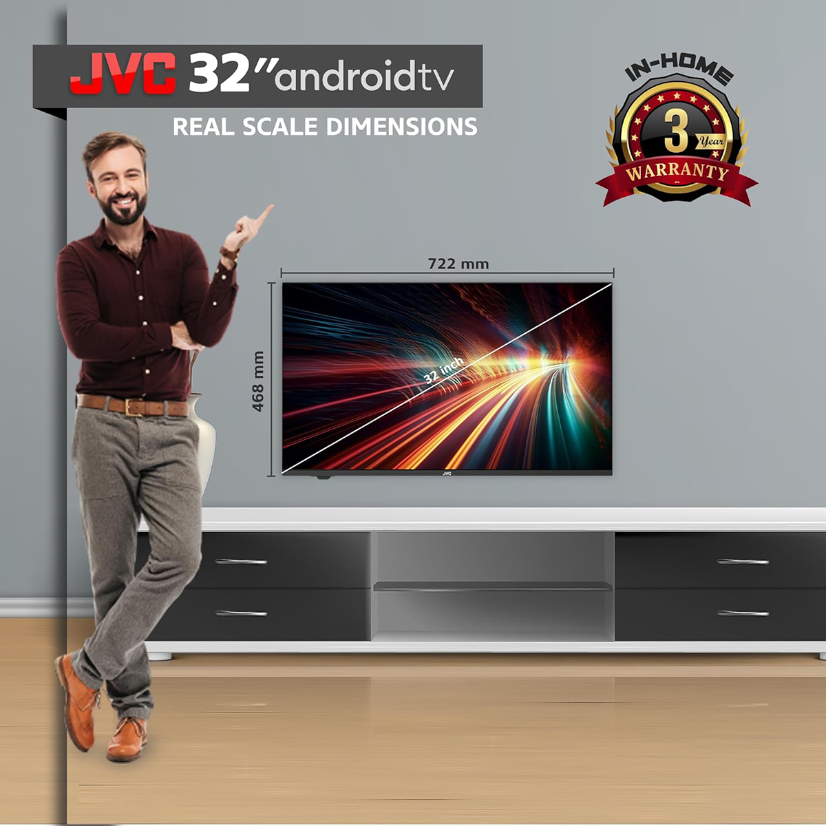 JVC 32 inch Smart TV Full HD Android TV LED Display  AV-H323115A15